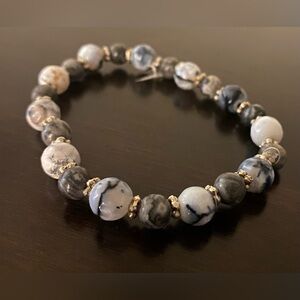 Fire Dyed Gilded Agate Beaded Stone Bracelet